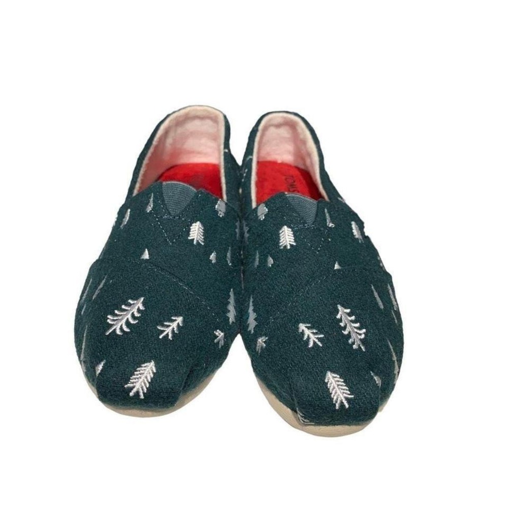 TOMS Women's Forest Green Tree Embroidery Slip On Casual Shoes Size 6